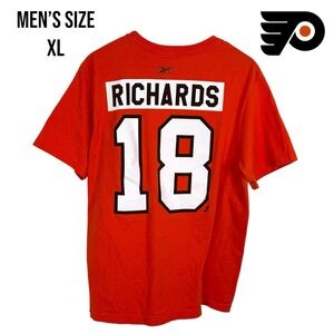 Vintage Reebok Philadelphia Flyers Mike Richards #18 NHL T-Shirt XL Orange Retro